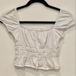 Me to We White Ruched Crop Top